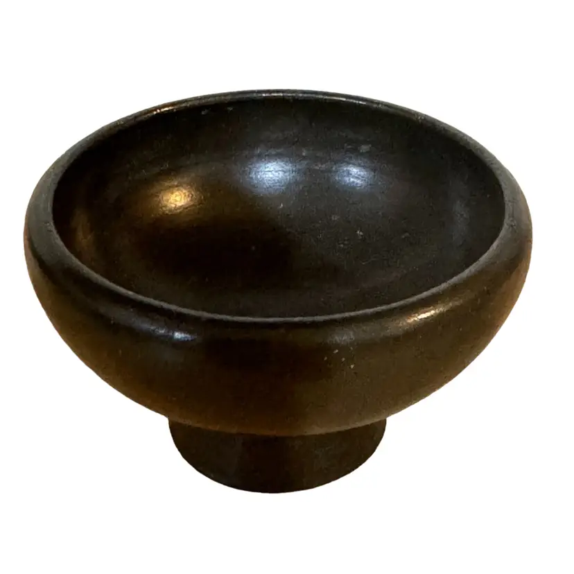 Santa Clara Pottery Black Wear Pedestal Small Bowl Unknown Artist