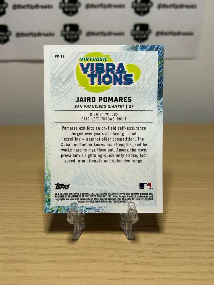 Jairo Pomares 2022 Bowman Virtuosic Vibrations Insert Green Parallel /99 #VV-18 San Francisco Giants