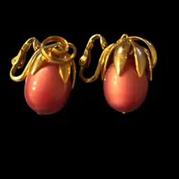 #01 - Vintage Napier Gold Tone Cranberry Moonglow 
Clip On Earrings