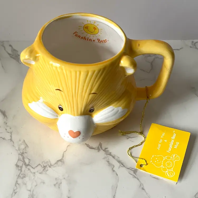 1980s Care Bear Funshine Bear Mug With Tag Made In Korea