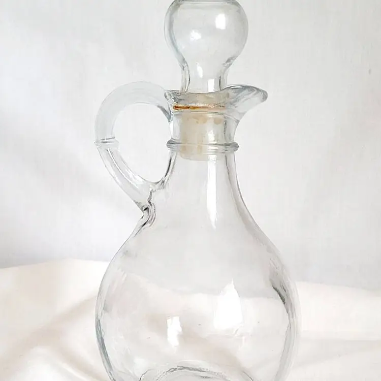 Clear Glass Cruet with Stopper – 7 in. Tall