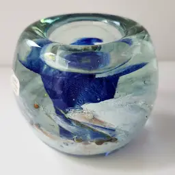 Kerry Glass Ireland hand-blown globe and tea light/votive candle holder.
