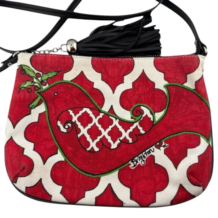 Brighton Love Dove Bird Crossbody Bag Shoulder Purse Tile Pattern Tassle