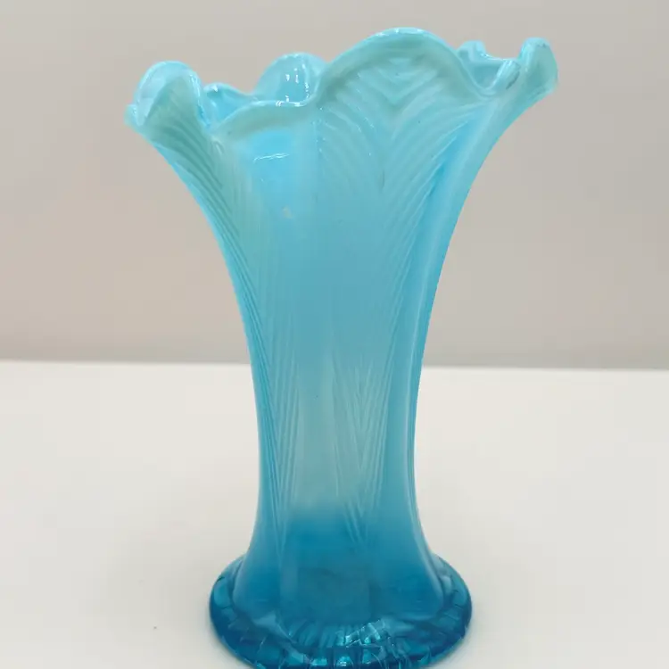 Northwood Glass Aqua Blue Tree Trunk Vase