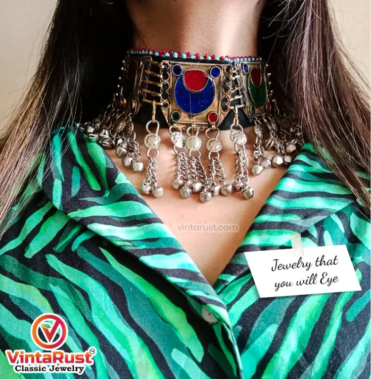 Ethnic Kuchi Dangling Bells Choker Necklace