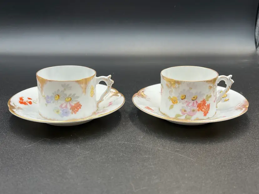 (2) Tea/Chocolate Cups& Saucers