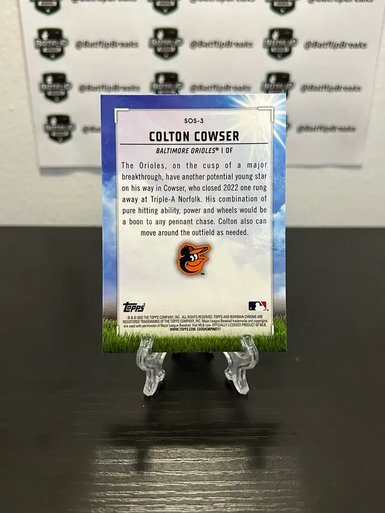 Colton Cowser 2023 Bowman Sights On September Insert #SOS-3 Baltimore Orioles