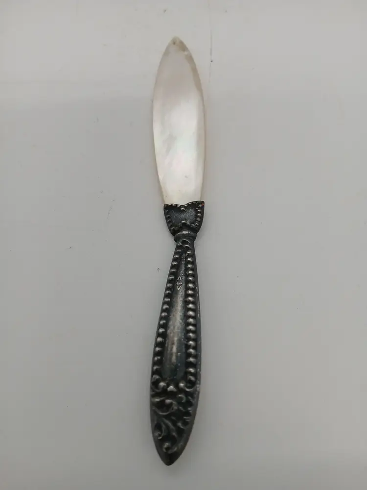 Antique Sterling Silver & Mother of Pearl Manicure Tool – Cuticle Pusher – Edwardian Vanity Grooming