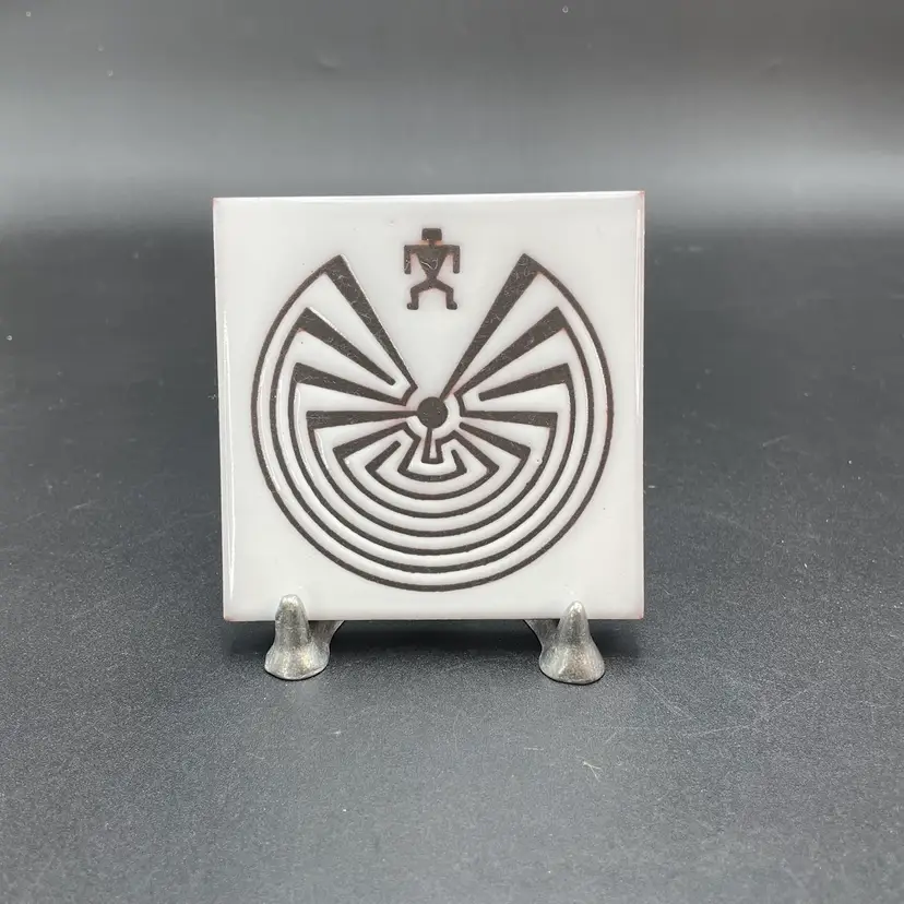 Teissedre Designs Man in the Maze Tile Handcrafted Ceramic Tohono O'odham Nation