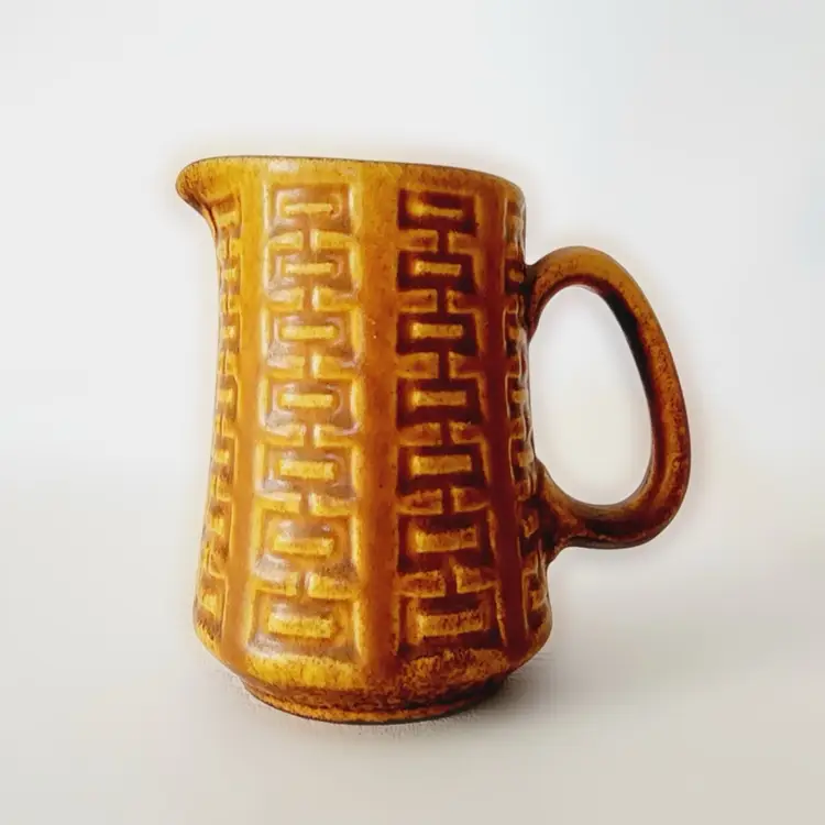 Ceramano Epsilon Stoneware Sugar & Creamer, 1960s Mid Century W Germany Pottery