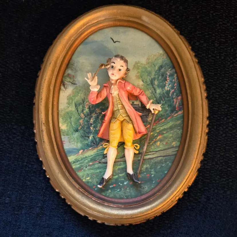 Italian Vintage 3D Empire Depose Figure Framed Wall Plaque