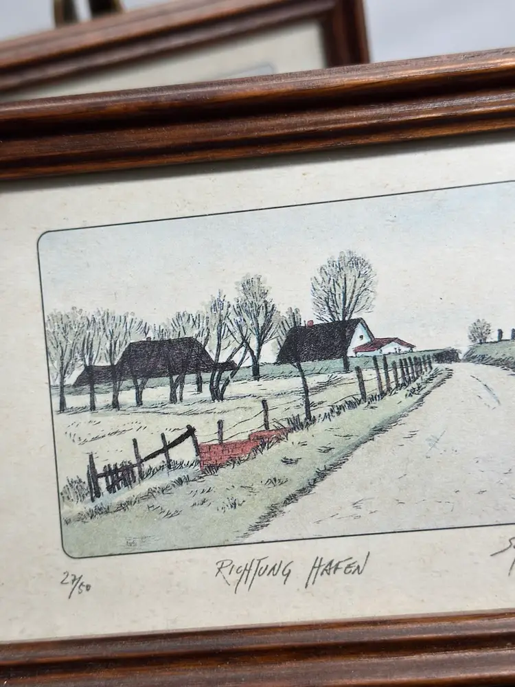 Vintage 2 Mini Original Art Pieces By Peter K Schaar Signed Numbered Framed