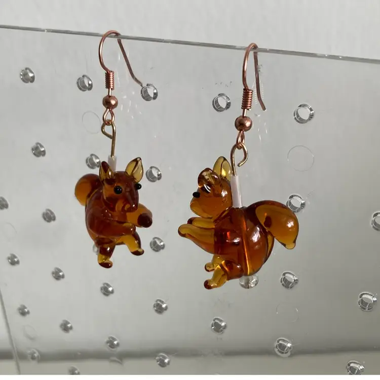 SQUIRELL !!!!!! Lampwork Glass Earrings