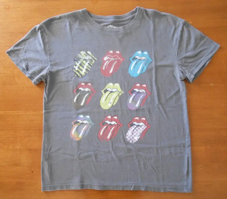 ROLLING STONES: Official Multi-Color Logo Gray T-Shirt Women's Size Large