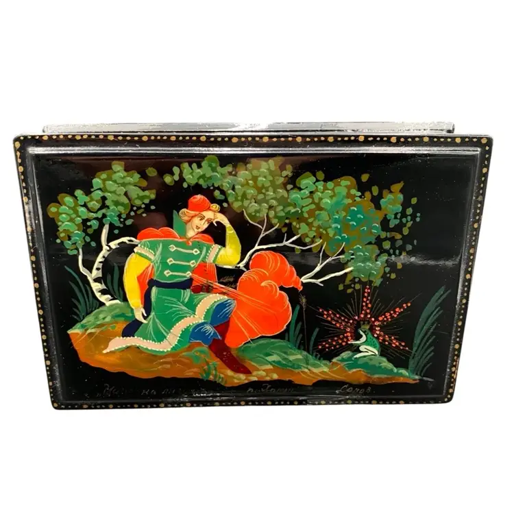 Vintage Russian Lacquer Box "Frog Princess Kholui" Fairy Tail, Hand-Painted