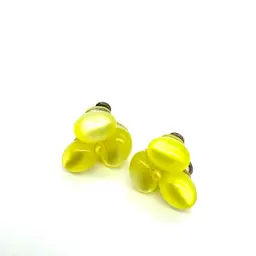 Incredible Yellow Moonglow Cluster Screw Back Earrings - Estate Find