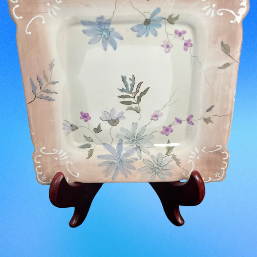 Tracy Porter Hand Painted Square Plate-"Josephine" Pattern