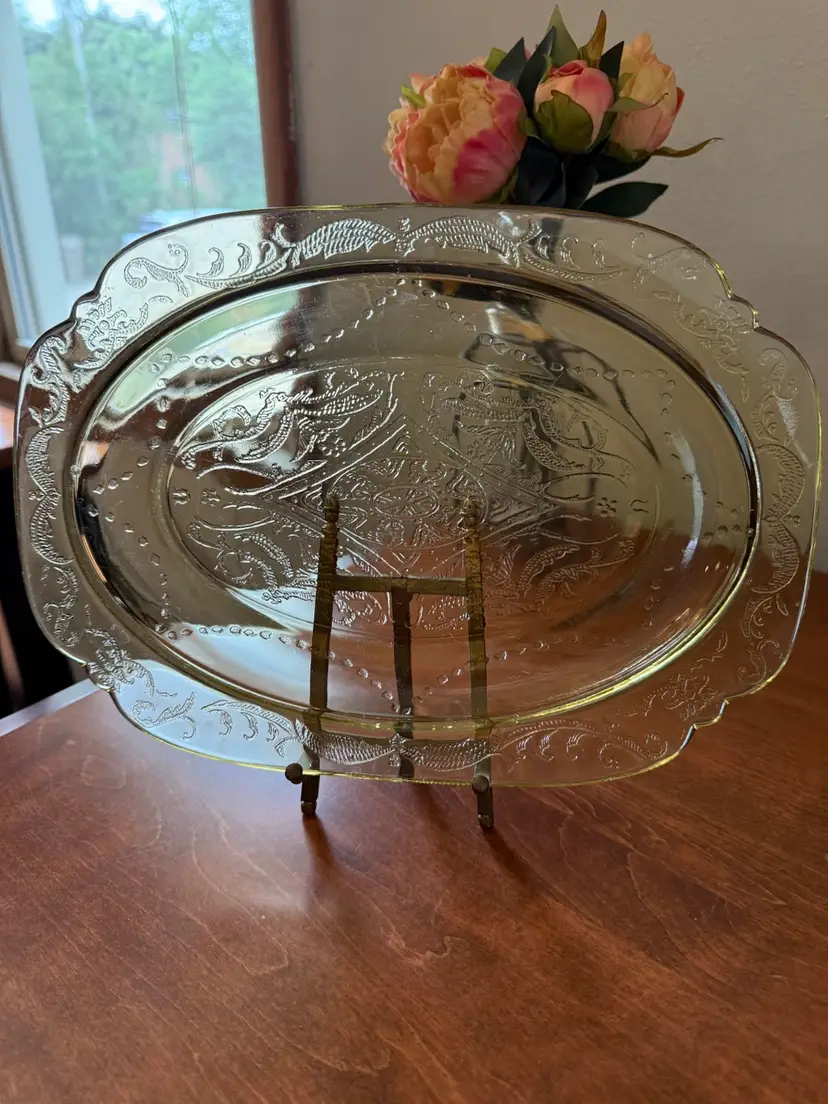 ☀️11-1/2” x 8-1/2” Vintage Federal Depression Glass Platter