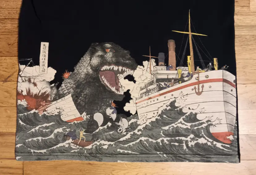Godzilla Toho Limited Edition t-shirt Japanese Traditional Ukiyoe Slub Cotton