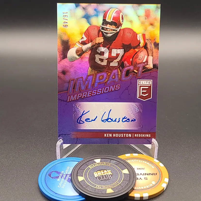 Ken Houston 2022 Panini Donruss Elite Football Impact Impressions Autograph Purple Parallel Numbered 16/49 Card Number #II-KH - Washington Redskins Washington Commanders