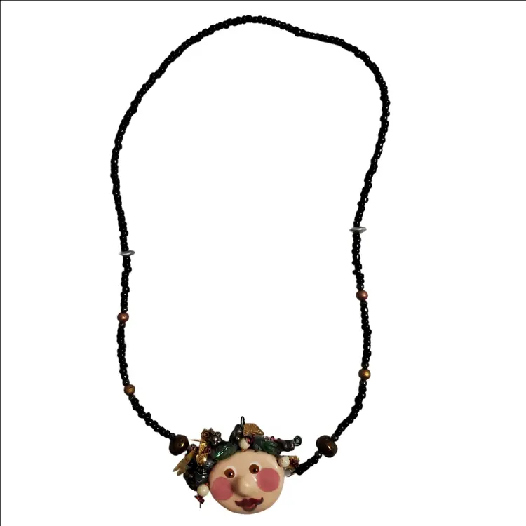 Artisan Made Funky Lady Face Necklace (OOAK)