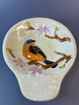 Ceramic Spoon Rest With Bird  5.25” X 4.5”