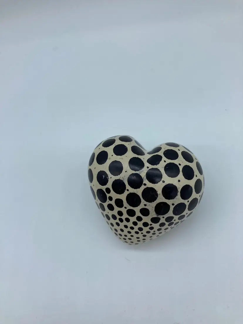Heart Shaped Painted Rock Paperweight 3 in.