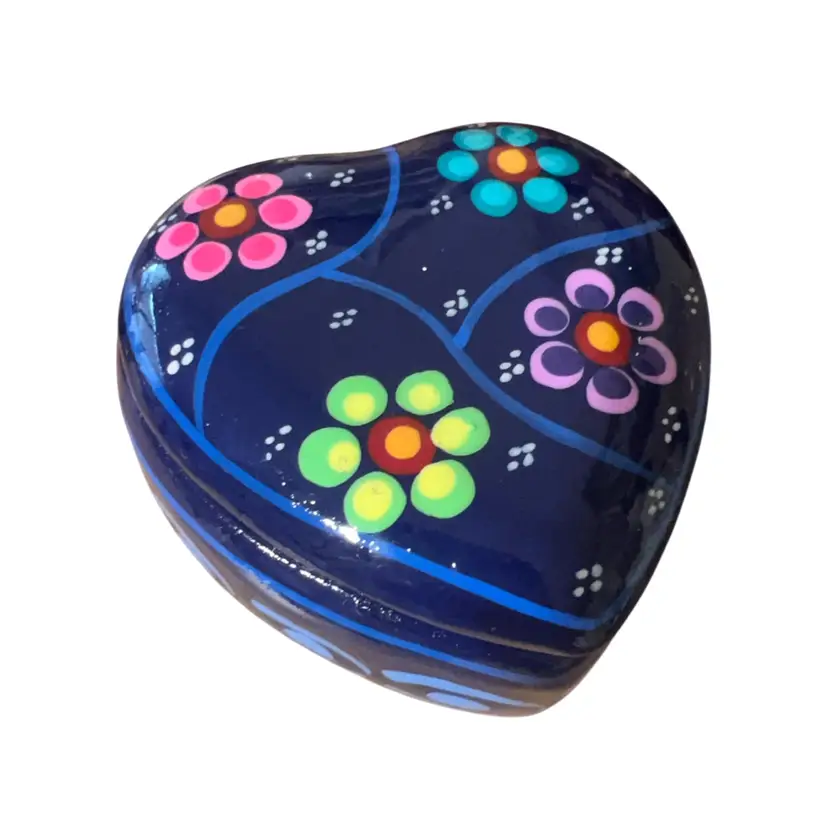 Talavera Mexico Heart Trinket Box 3.75”