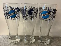 3 Blue Moon Beer Salute Pilsners  9" Tall  # 3186