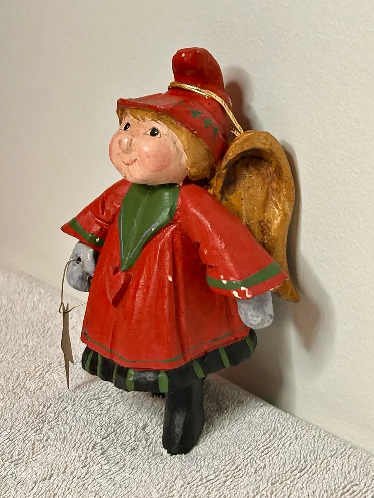 House of Hatten Christmas Ornament Angel Vintage Folk Art Whimsy Decor Ornament