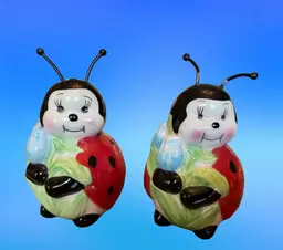 #01 Salt & Pepper Vintage Ladybug Shakers
