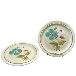 Set Of Two Vintage Normandy Stoneware “ Summer Joy” Pattern Hand Painted Made In Korea Some Utensil Marks