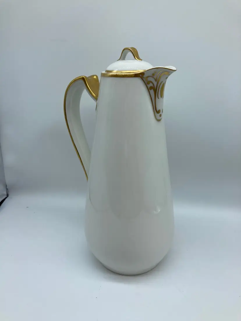 White and Gold Pitcher Haviland Limoges