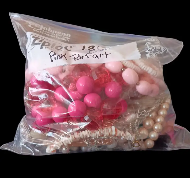 "Pink Parfait" Themed All Wearable Mystery Jewelry Collection 1 lb Vtg/Mod