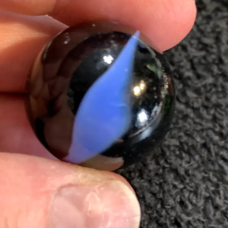 Black w/Blue Swirl Glass Marble 1"