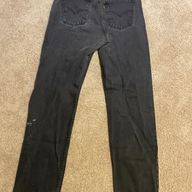 Levi's Men's Size 36x32 505 Black Denim Jeans - VTG 1996 Orange Tab