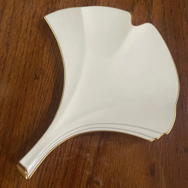 RARE Vintage Noritake Golden Cove Ginkgo Leaf Bone China Plate Tray Trinket Dish