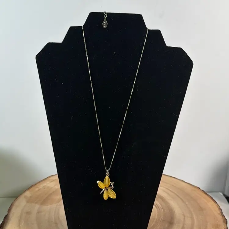 Cool Jewels Yellow Acrylic Butterfly with Single Rhinestone 20” Chain