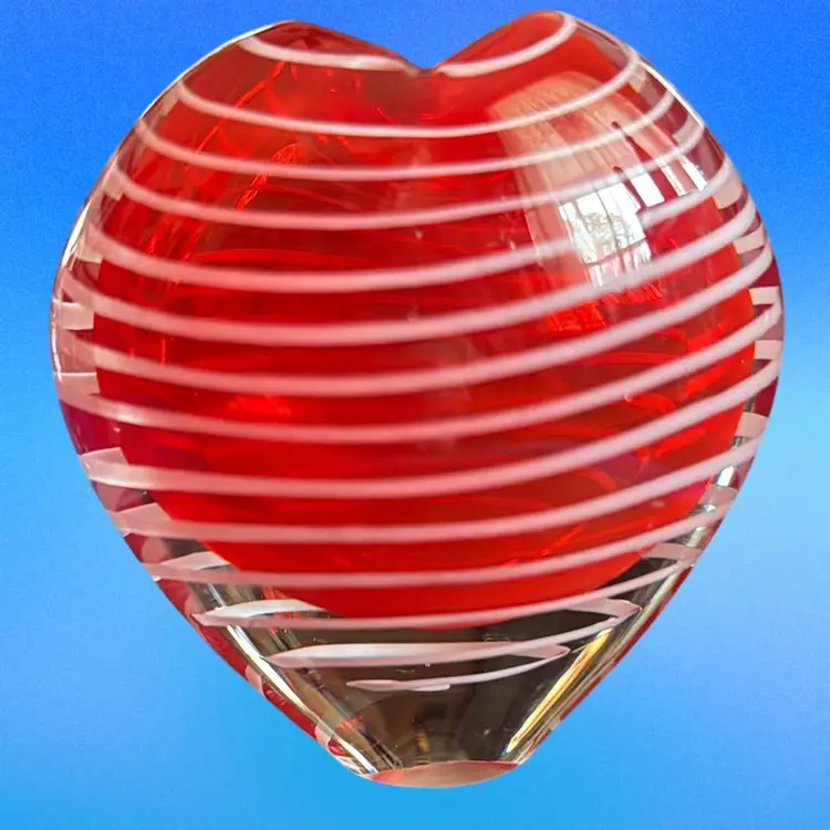 Art Glass Heart Bud Vase Paperweight