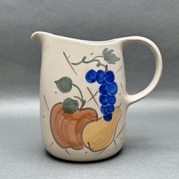 Vintage Chatham Potters “Country Harvest” Studio Pottery Ceramic Juice Pitcher With Fruits Motif