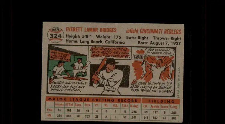 1956 Topps #324 Rocky Bridges - (pk-tl2) - Cincinnati Redlegs
