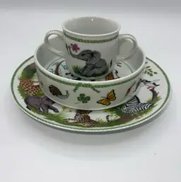 Lynn Chase Designs JUNGLE PARTY 3-Pc Child's Set Vintage 1988 Used
