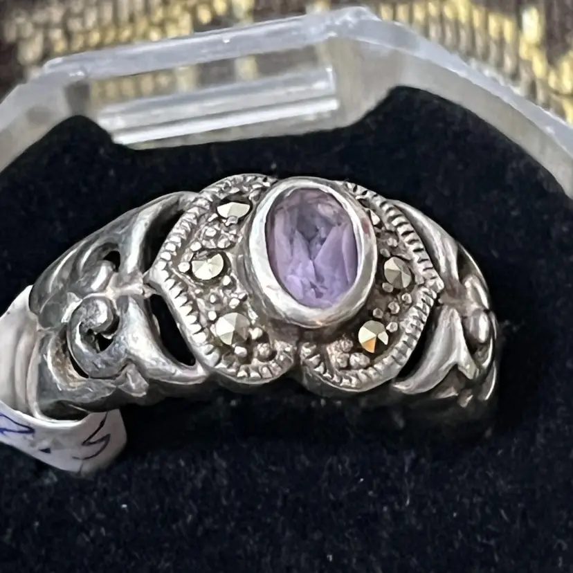 Vintage Sterling Silver Amethyst Ring Size 7.5