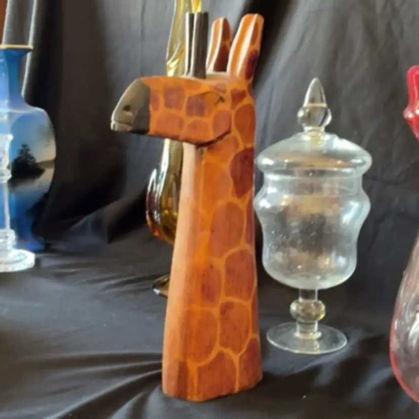 Hand Carved Hand Painted Giraffe 14” Tall
