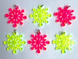 6 Acrylic Snowflake Pendants Neon