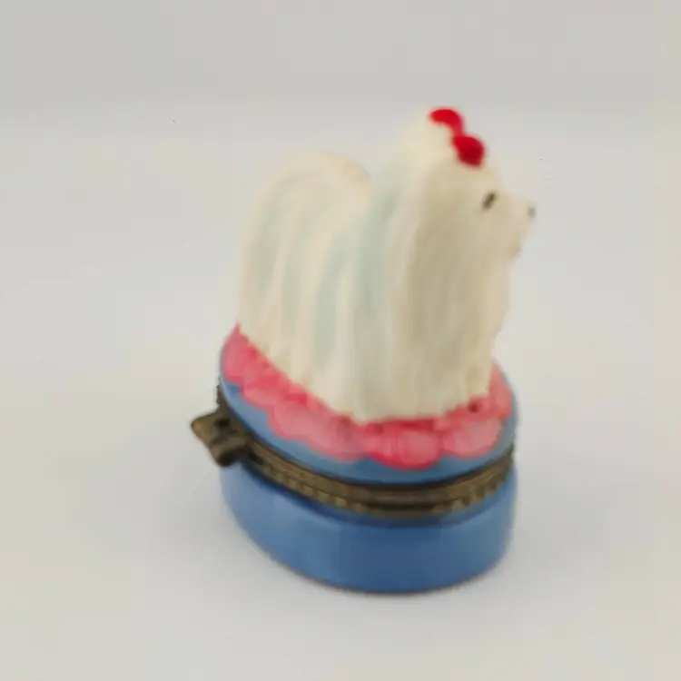 Maltese on Poof Trinket Box with Trinket