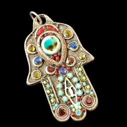 Adaya Hamsa Hand Pendant With Beads And Rhinestones