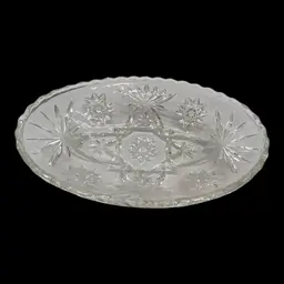 Vintage Anchor Hocking EAPG Prescut Star of David Clear Glass Oval Serving Dish