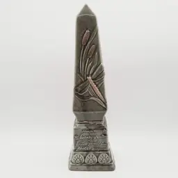 Decorative Obelisk Ceramic Dragonfly Cattails Sage Green *READ*
