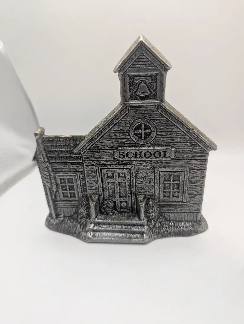 Vintage Carson Pewter School House Two Sided